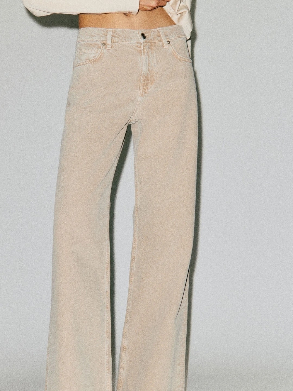Reformation Cary Wide-Leg Women’s Jeans in Light Beige
